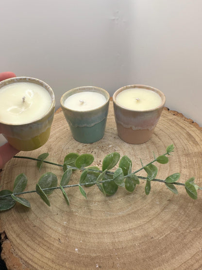 Wellness Candle Gift Set, 3 Mini Essential Oil Candles in Expresso Cups, Olive Wax, Mood Boosting, Refillable Candles