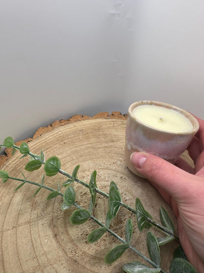 A Little Pot of Positivity, Mini Essential Oil Candle, Olive Wax Candle, Mood Lifting Scented Candle, Pink Wellness Candle