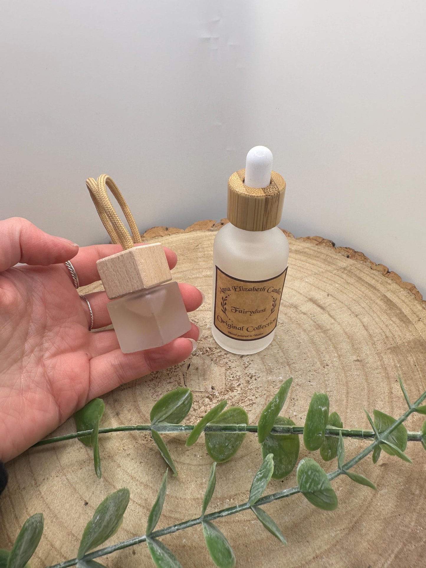 Car Air Freshener and Refill Bottle, Wooden Diffuser, 25 Scent Options, Vegan Friendly, Long Lasting Fragrance