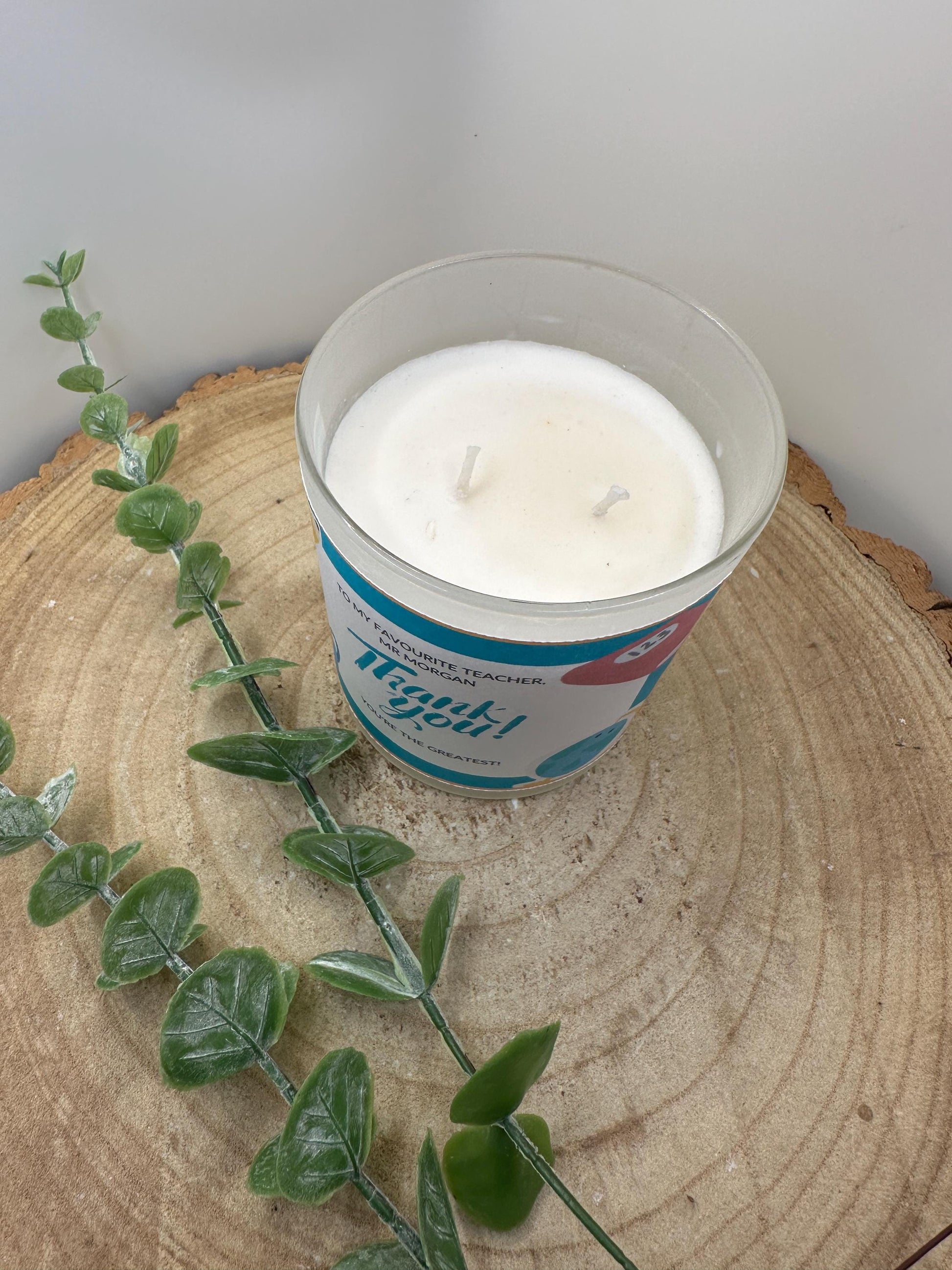 Personalised Thank You Teacher Candle, End of Term Gift, Frosted Natural Candle, Custom Label, Gift Wrapped, Teacher Present