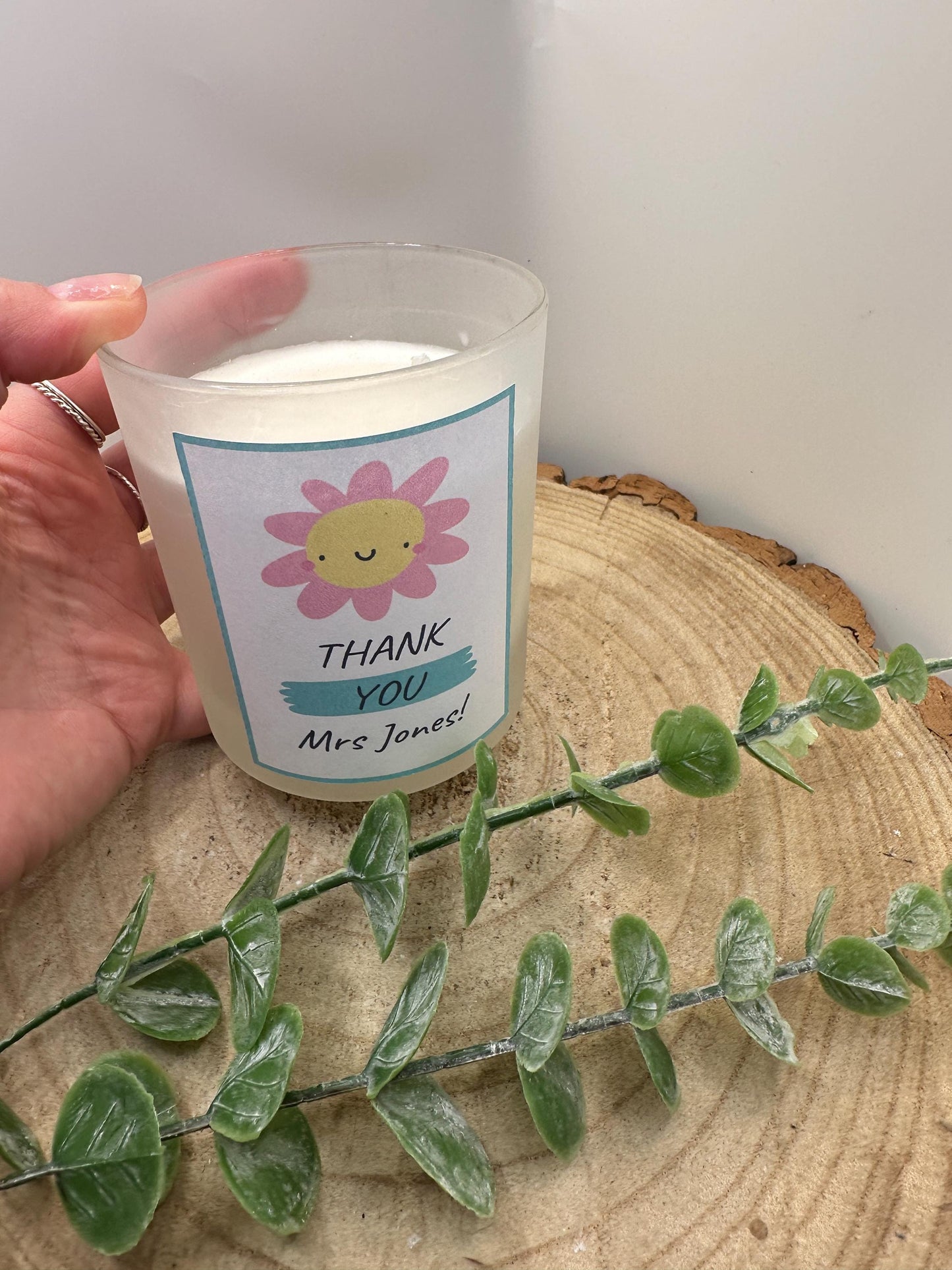Thank You For Helping Me Grow Candle, Personalised Teacher Gift, Natural Wax, Gift for TA, Nursery or School, End of Year Present