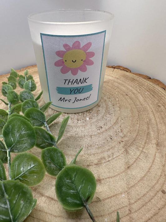 Thank You For Helping Me Grow Candle, Personalised Teacher Gift, Natural Wax, Gift for TA, Nursery or School, End of Year Present