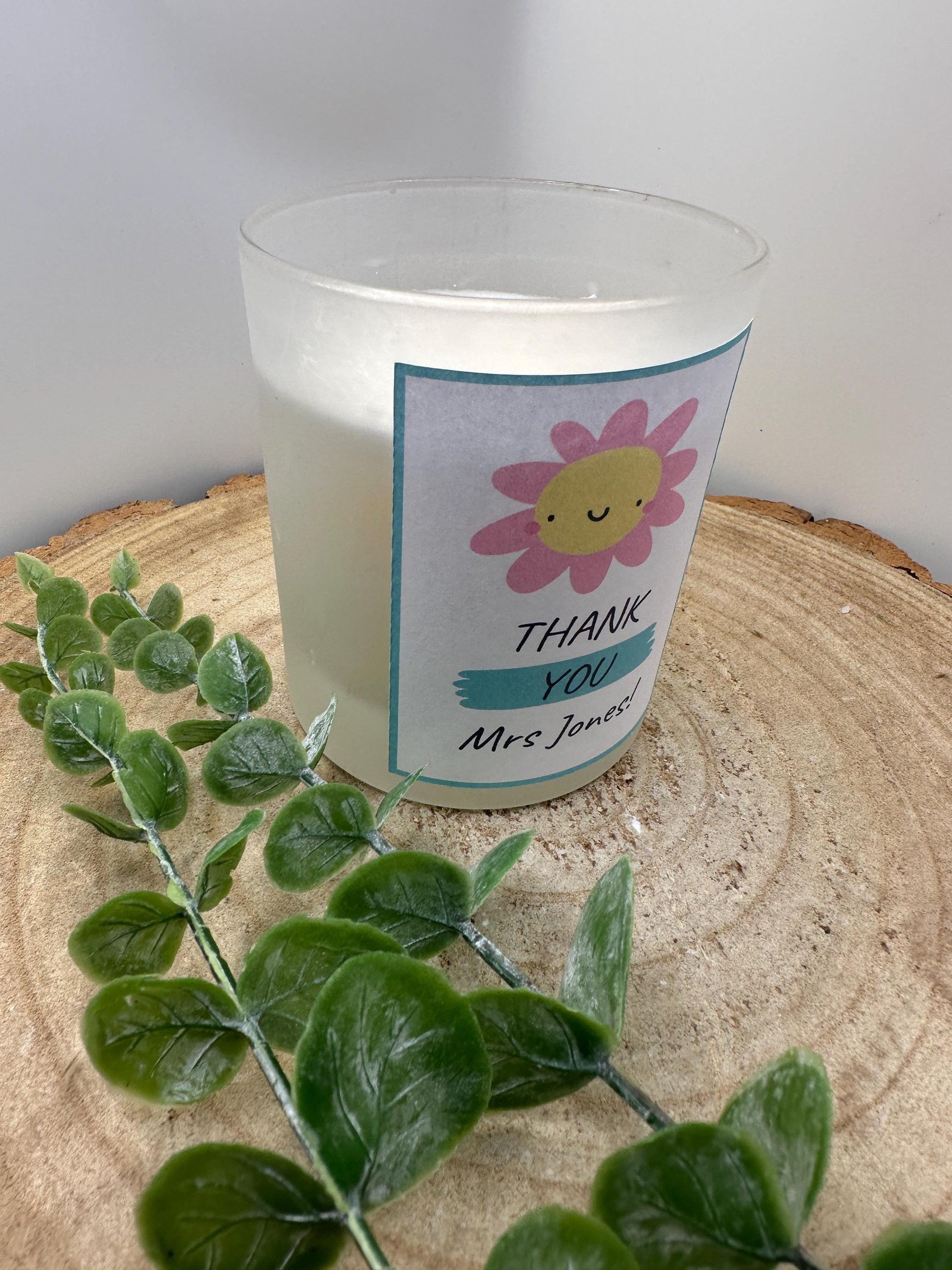 Thank You For Helping Me Grow Candle, Personalised Teacher Gift, Natural Wax, Gift for TA, Nursery or School, End of Year Present