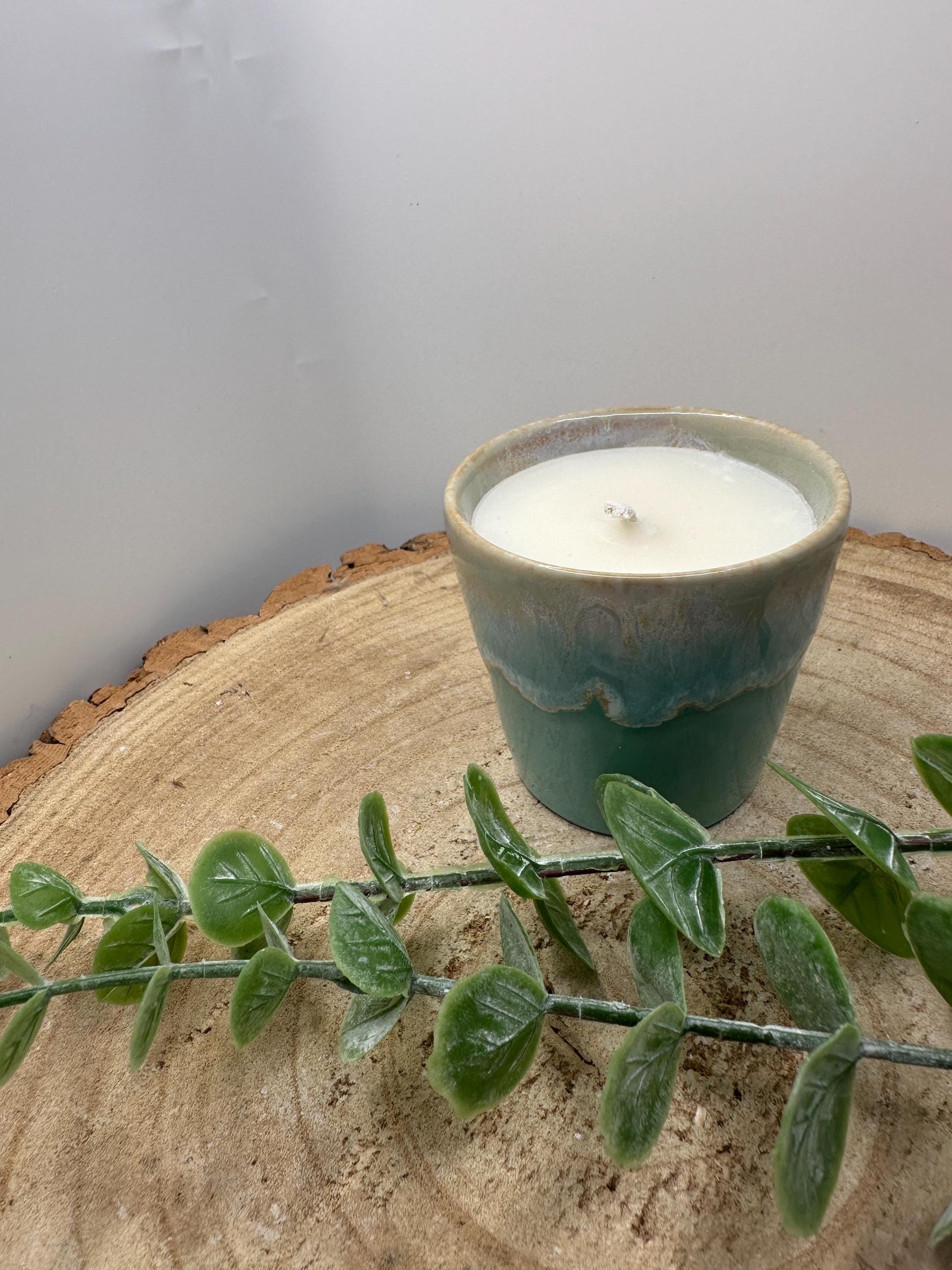 A Little Pot of Calm, Mini Essential Oil Candle, Made with Olive Wax, Relaxing Scented Candle, Aqua Wellness Candle