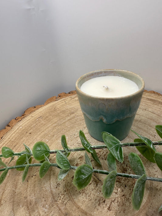 A Little Pot of Calm, Mini Essential Oil Candle, Made with Olive Wax, Relaxing Scented Candle, Aqua Wellness Candle