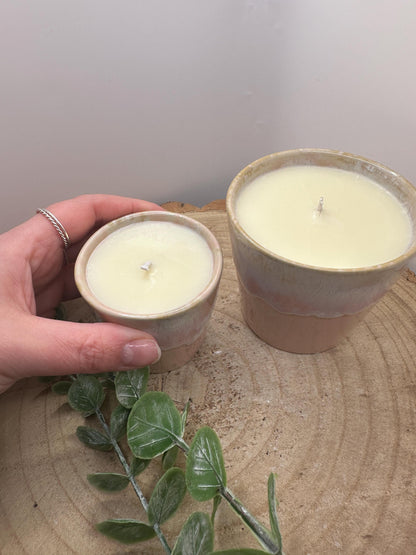 A Little Pot of Positivity - Candle Gift Set, Essential Oil Candles in Espresso and Coffee Cups, Mood Lifting and Refillable Candles