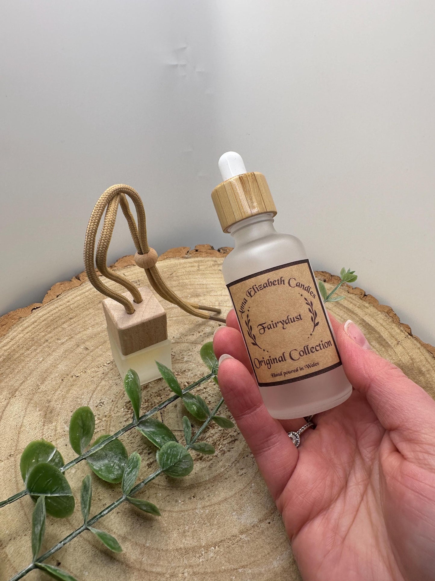 Car Air Freshener and Refill Bottle, Wooden Diffuser, 25 Scent Options, Vegan Friendly, Long Lasting Fragrance