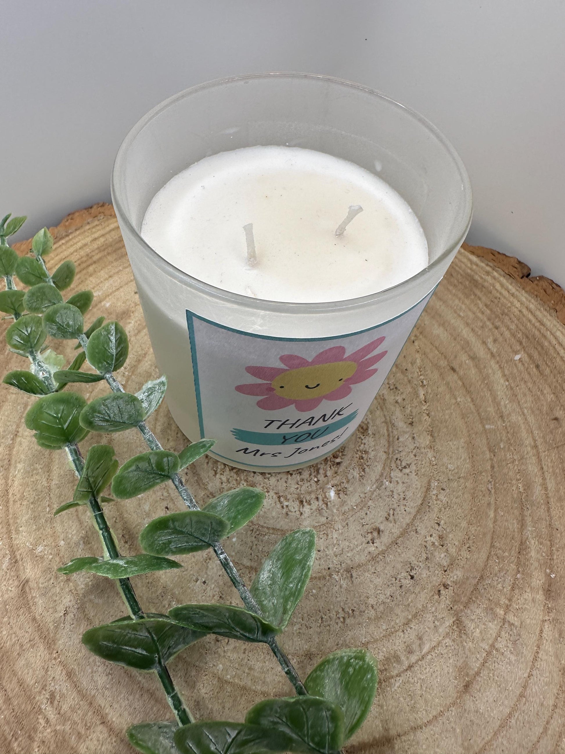 Thank You For Helping Me Grow Candle, Personalised Teacher Gift, Natural Wax, Gift for TA, Nursery or School, End of Year Present
