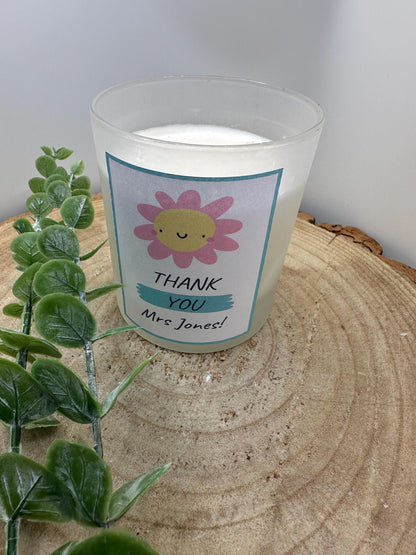 Thank You For Helping Me Grow Candle, Personalised Teacher Gift, Natural Wax, Gift for TA, Nursery or School, End of Year Present