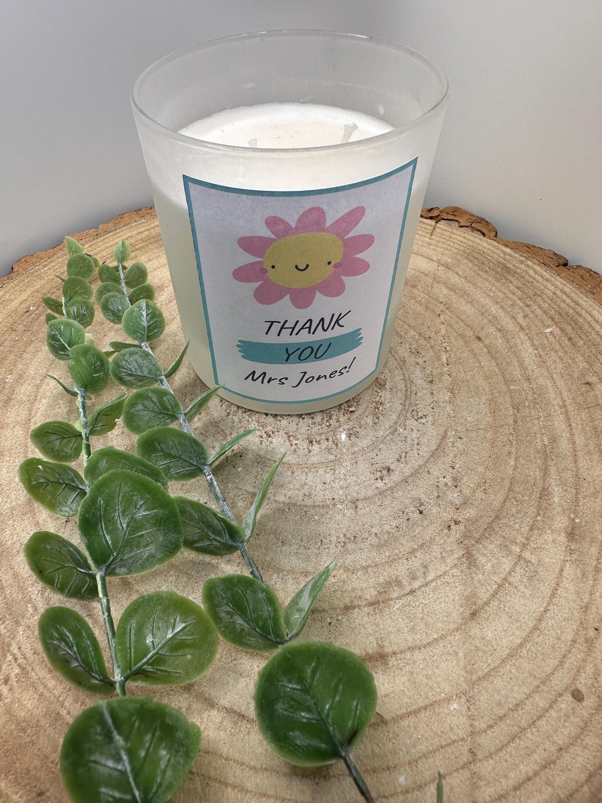 Thank You For Helping Me Grow Candle, Personalised Teacher Gift, Natural Wax, Gift for TA, Nursery or School, End of Year Present