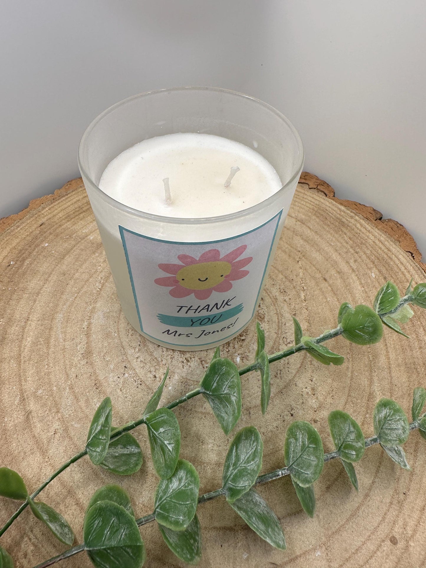 Thank You For Helping Me Grow Candle, Personalised Teacher Gift, Natural Wax, Gift for TA, Nursery or School, End of Year Present