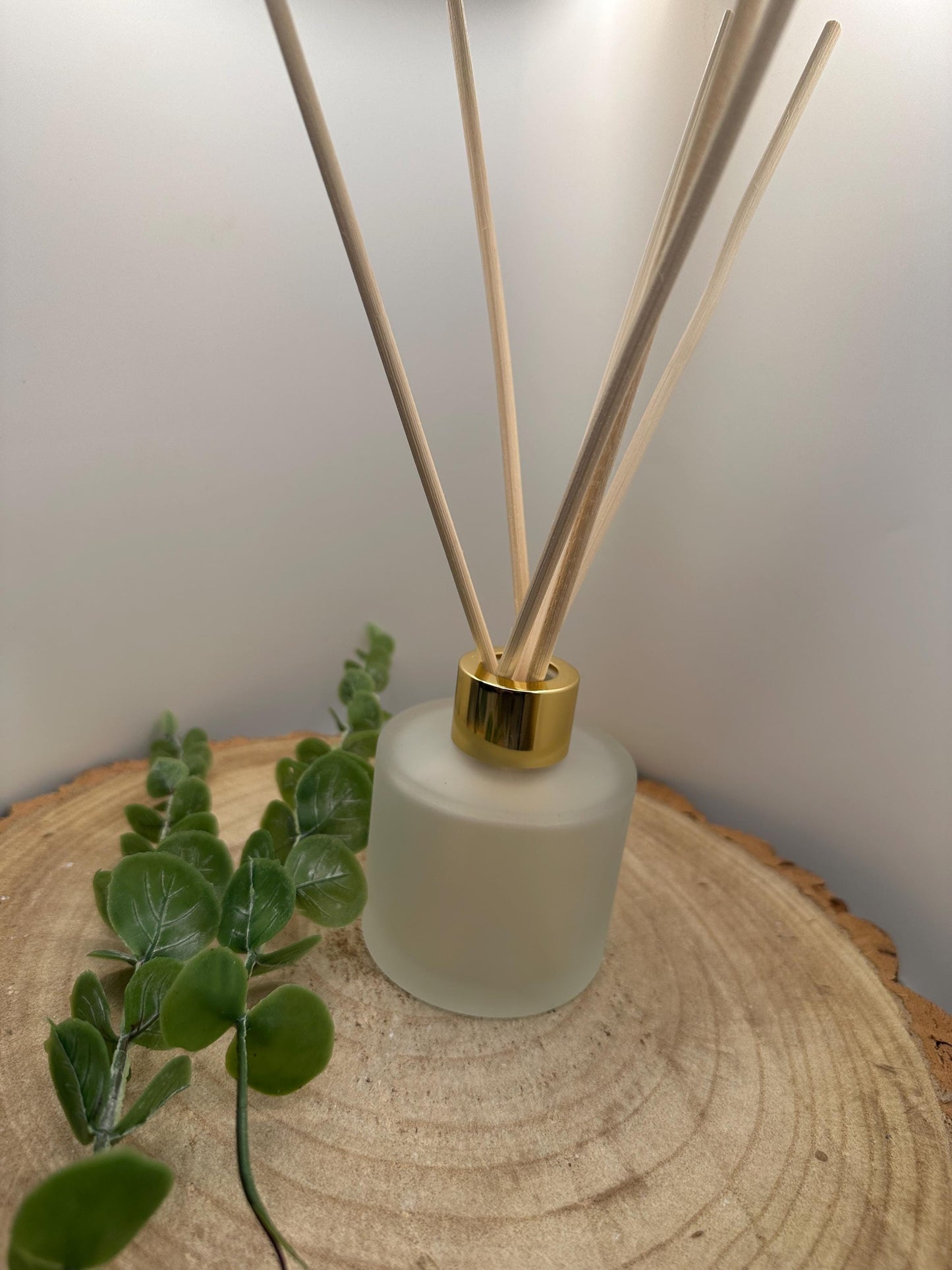 Natural Reed Diffuser in Frosted Glass Jar, Long Lasting Scent, Vegan, Refillable