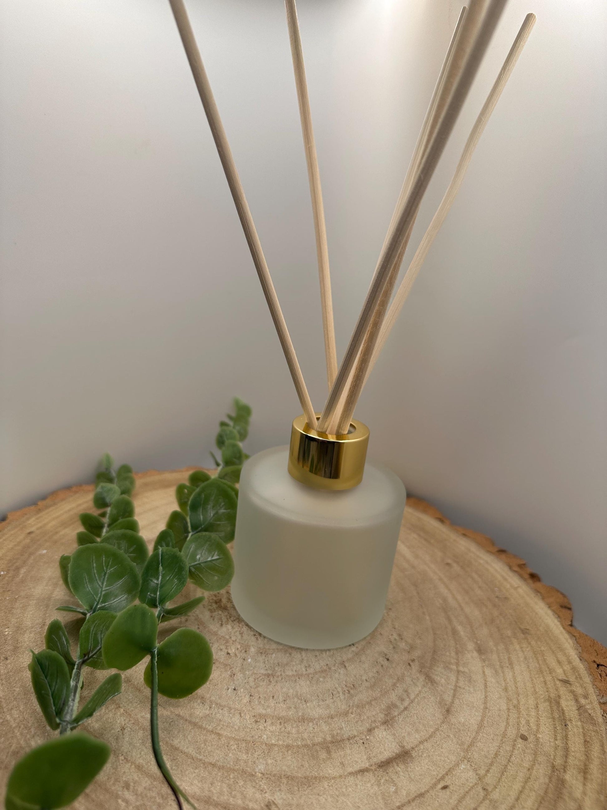 Natural Reed Diffuser in Frosted Glass Jar, Long Lasting Scent, Vegan, Refillable