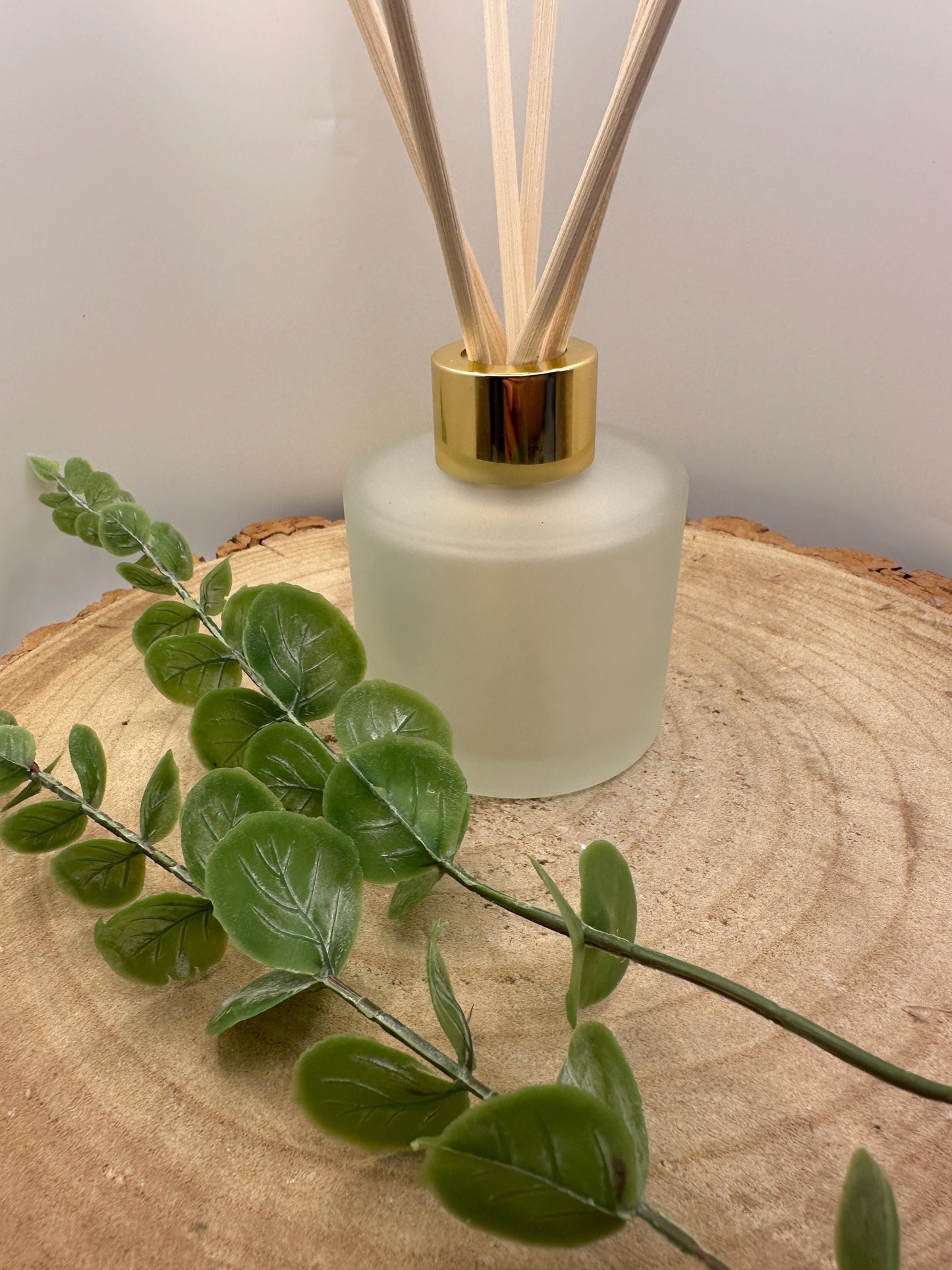 Natural Reed Diffuser in Frosted Glass Jar, Long Lasting Scent, Vegan, Refillable
