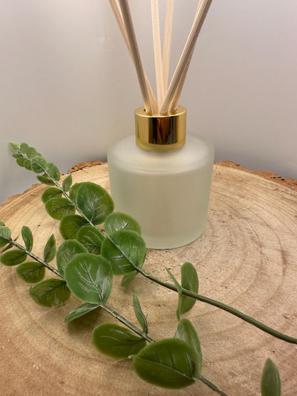 Natural Reed Diffuser in Frosted Glass Jar, Long Lasting Scent, Vegan, Refillable