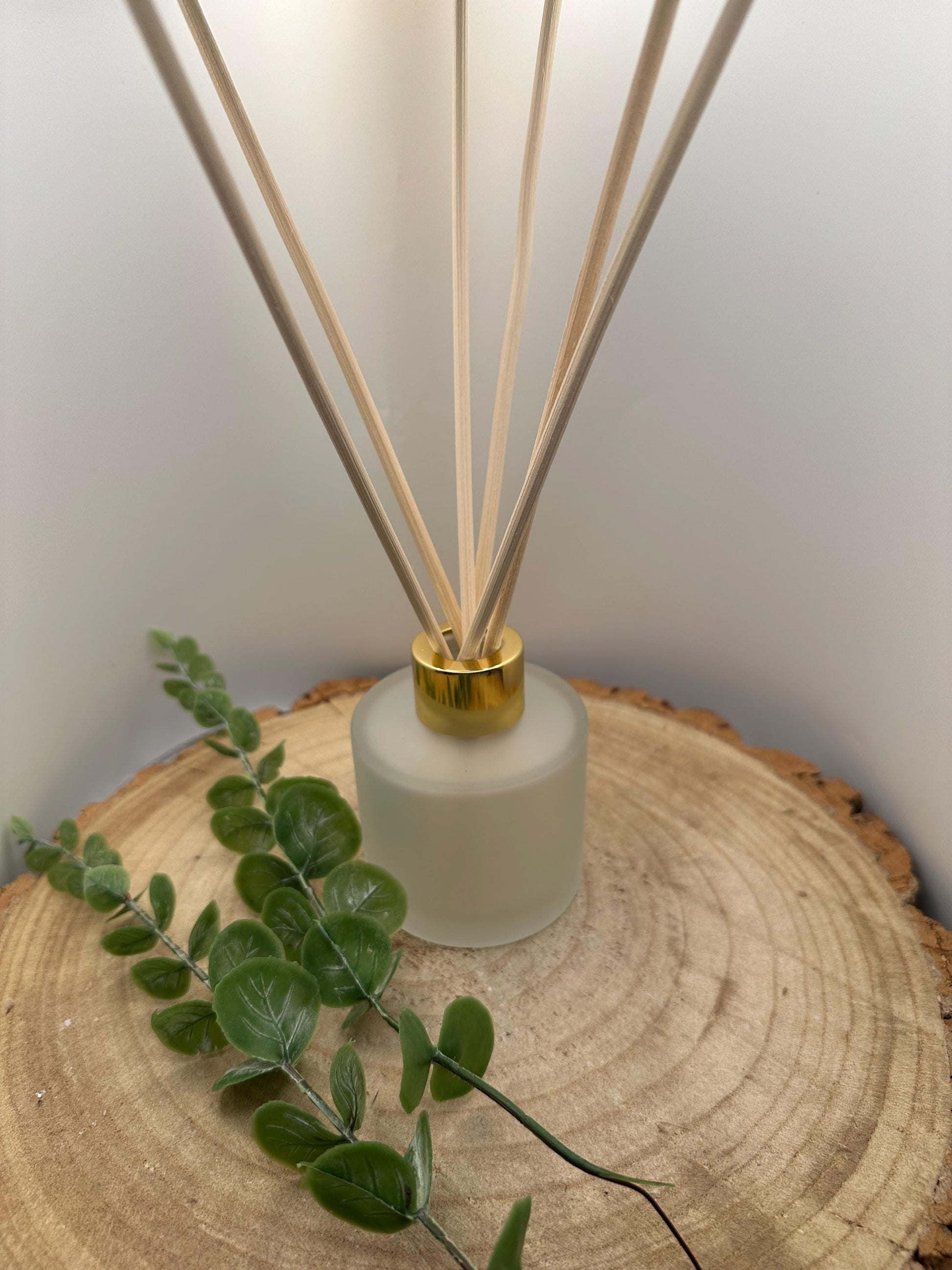 Natural Reed Diffuser in Frosted Glass Jar, Long Lasting Scent, Vegan, Refillable