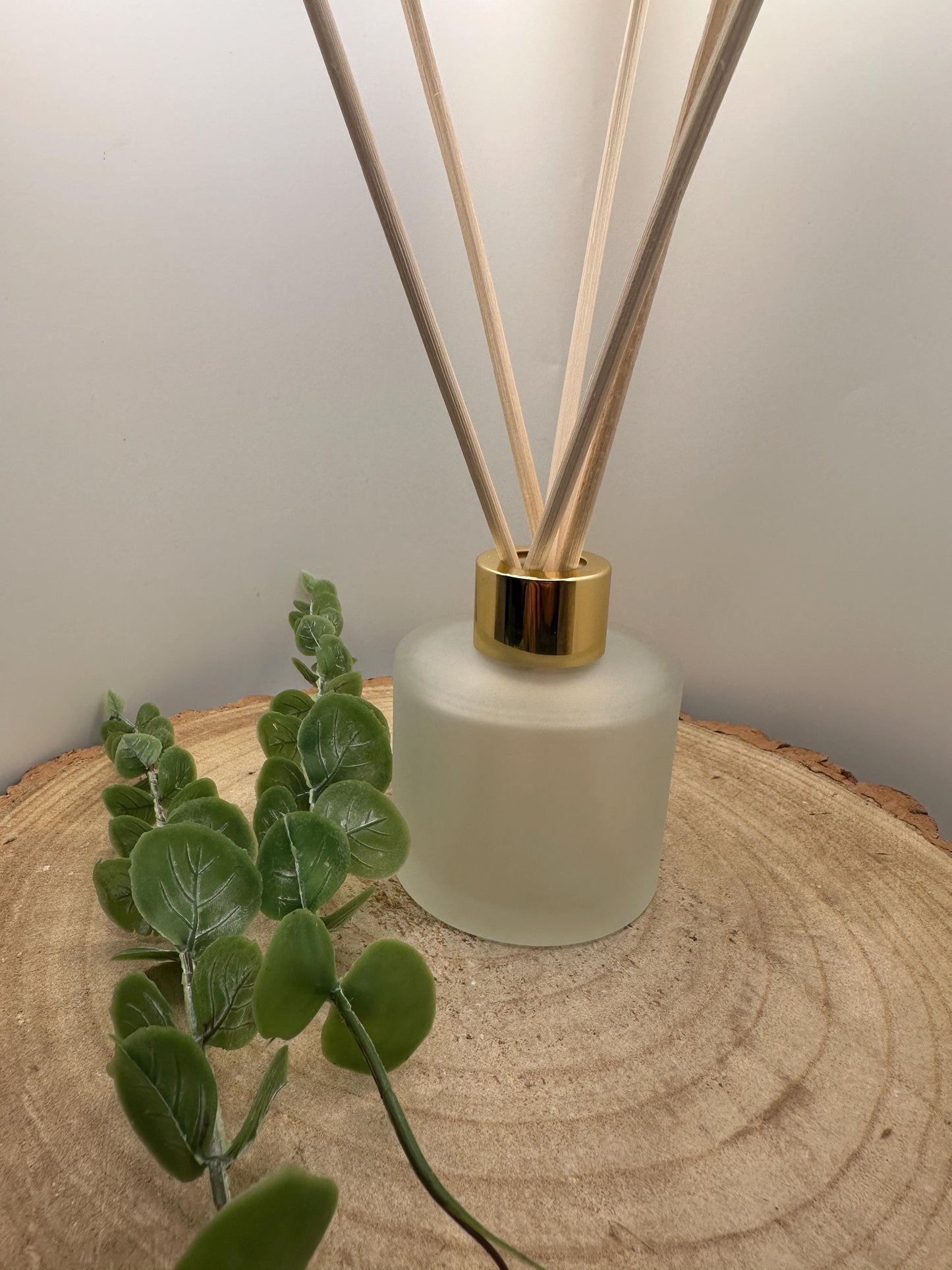 Natural Reed Diffuser in Frosted Glass Jar, Long Lasting Scent, Vegan, Refillable