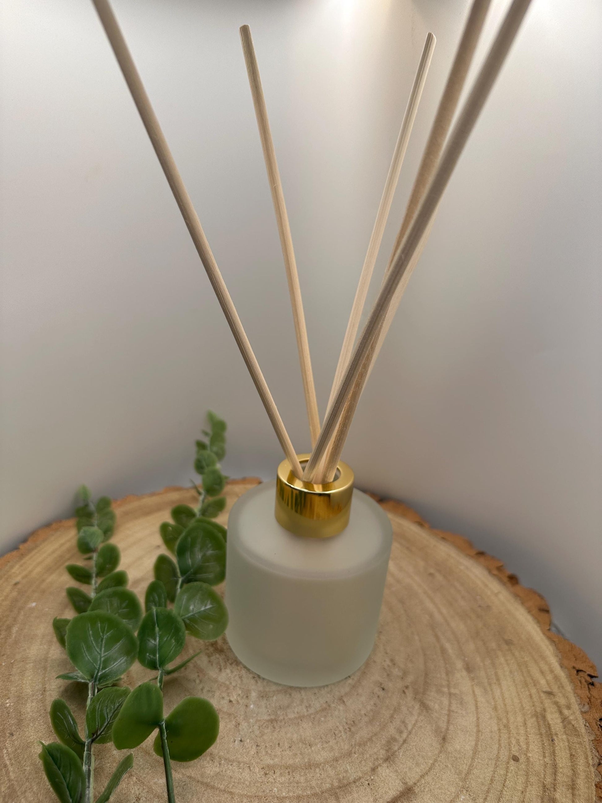 Natural Reed Diffuser in Frosted Glass Jar, Long Lasting Scent, Vegan, Refillable