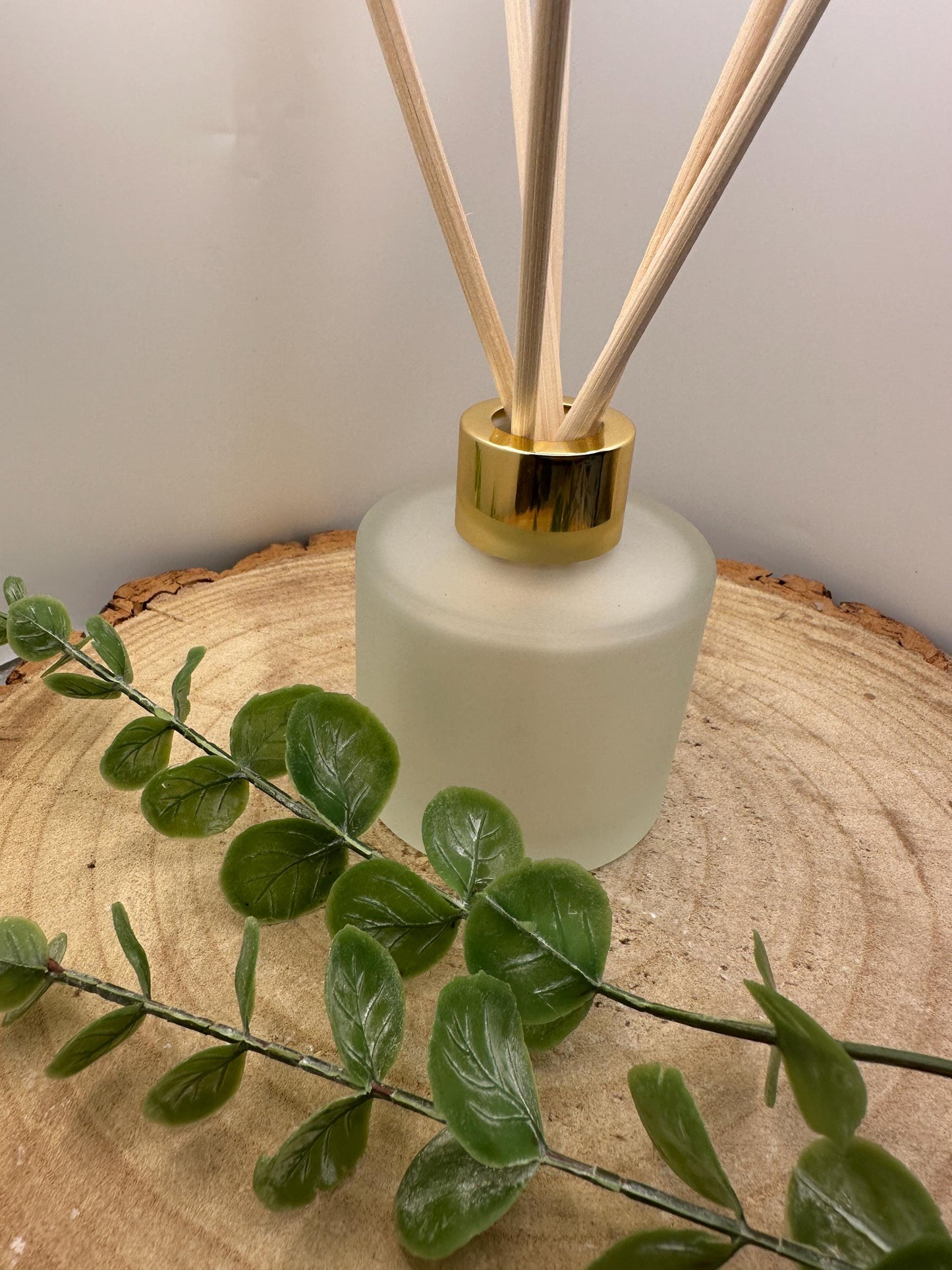 Natural Reed Diffuser in Frosted Glass Jar, Long Lasting Scent, Vegan, Refillable