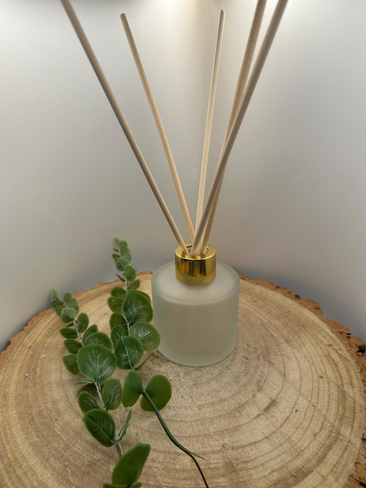 Natural Reed Diffuser in Frosted Glass Jar, Long Lasting Scent, Vegan, Refillable