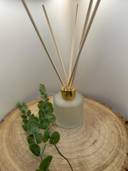 Natural Reed Diffuser in Frosted Glass Jar, Long Lasting Scent, Vegan, Refillable