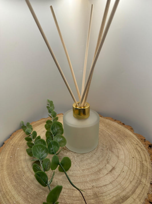 Natural Reed Diffuser in Frosted Glass Jar, Long Lasting Scent, Vegan, Refillable