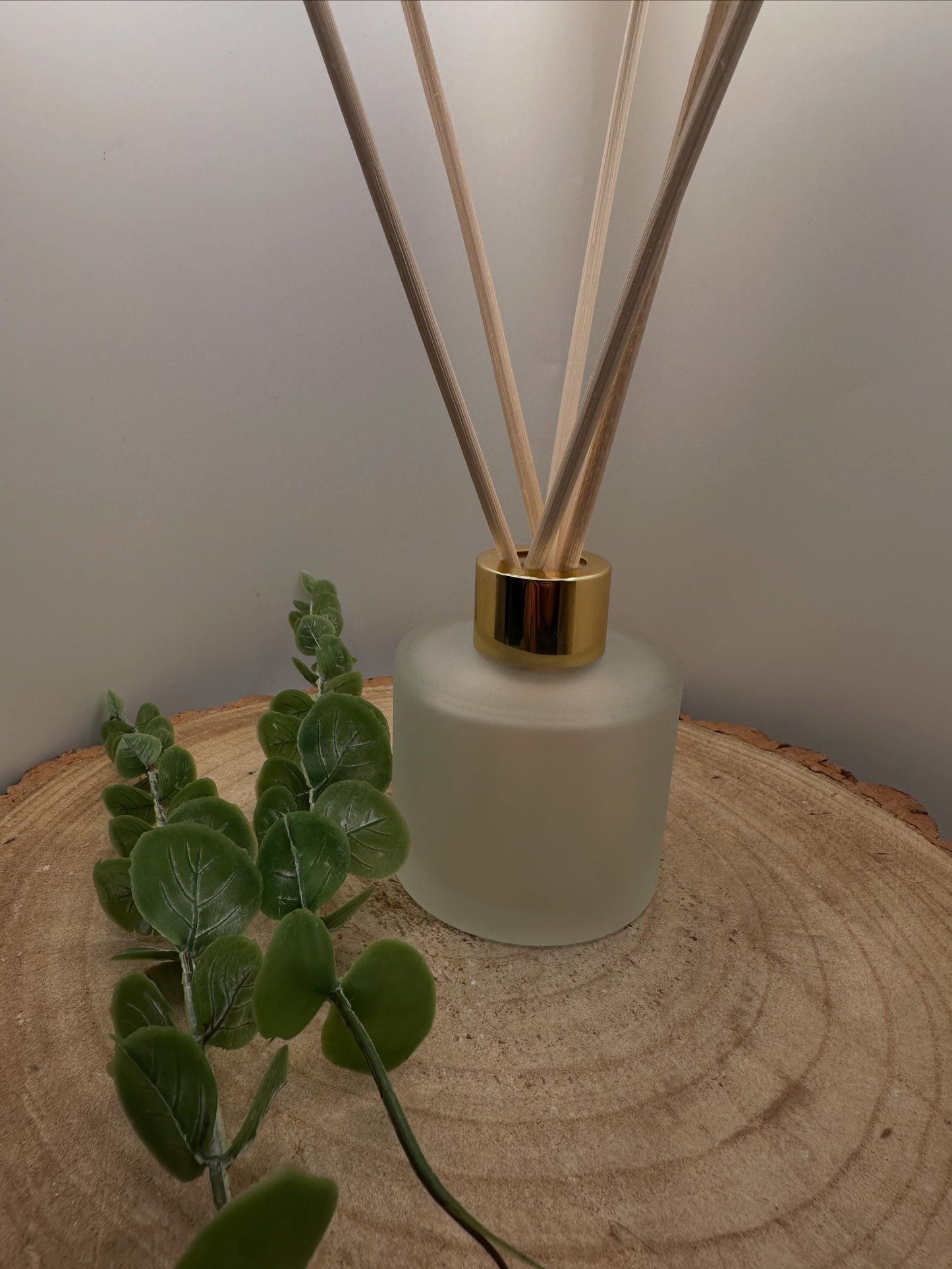 Natural Reed Diffuser in Frosted Glass Jar, Long Lasting Scent, Vegan, Refillable
