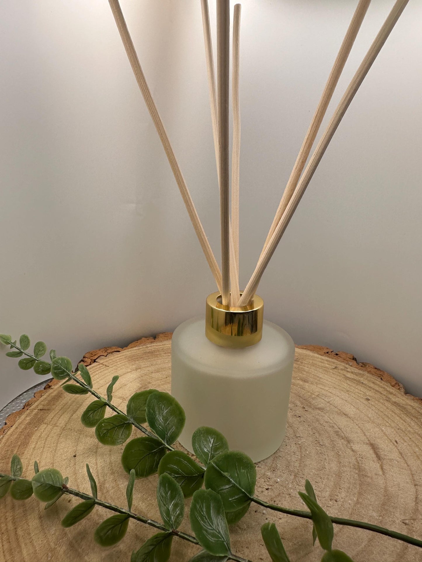 Natural Reed Diffuser in Frosted Glass Jar, Long Lasting Scent, Vegan, Refillable