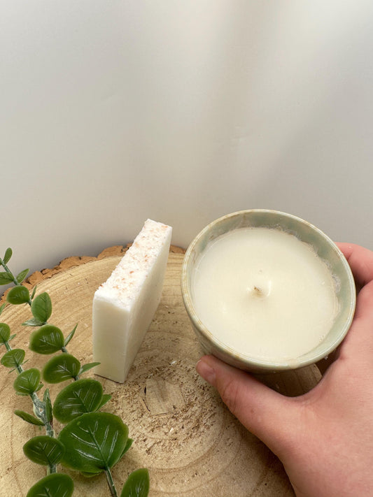 Box of Calm, Wellness Gift Set with Pot of Calm Candle & Himalayan Salt Soap, Relaxation and Self-Care
