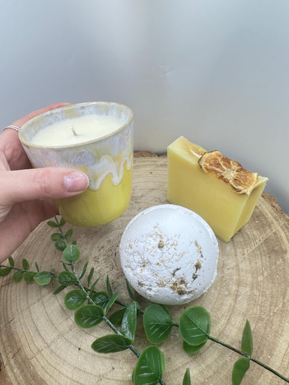 Box of Energy, Invigorating Wellness Set, Candle, Energise Bath Bomb & Sunshine Soap