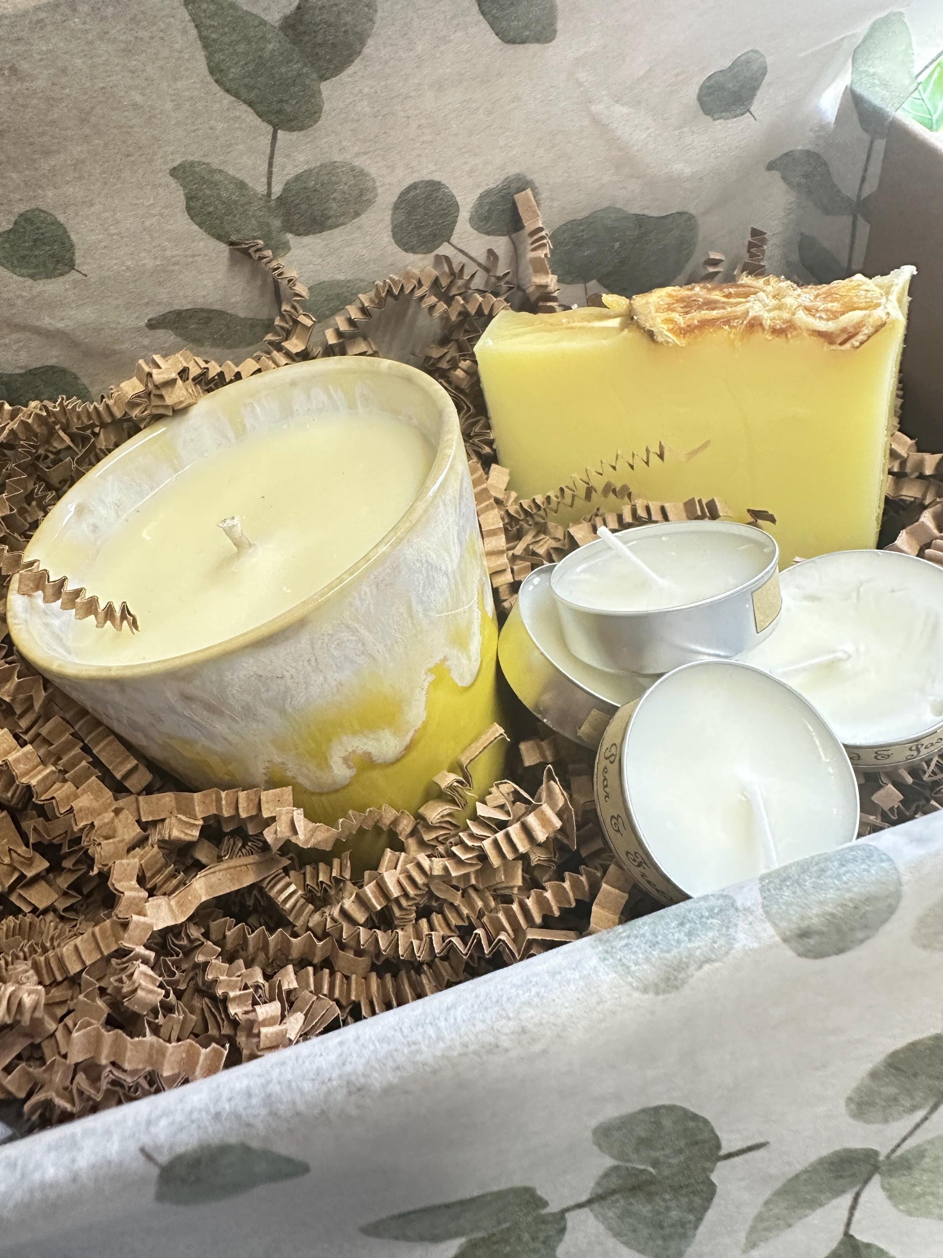 Box of Energy Wellness Box, Candle & Sunshine Soap Gift Set, Bright and Uplifting Wellness