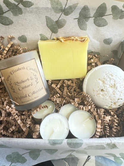 Personalised Candle & Soap Gift Box with Bath Bomb, Medium Frosted Candle Gift Set, Gifts for Her, Thank you Gift, Personalised Gift