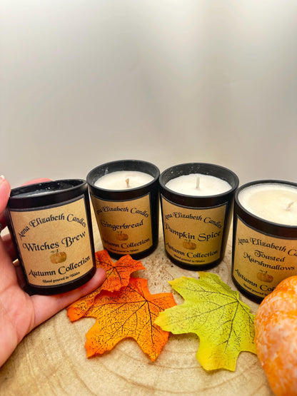 Mini Autumn Candle Full Collection, Olive Wax Seasonal Candles, Toasted Marshmallow, Pumpkin Spice, Witches Brew & Gingerbread