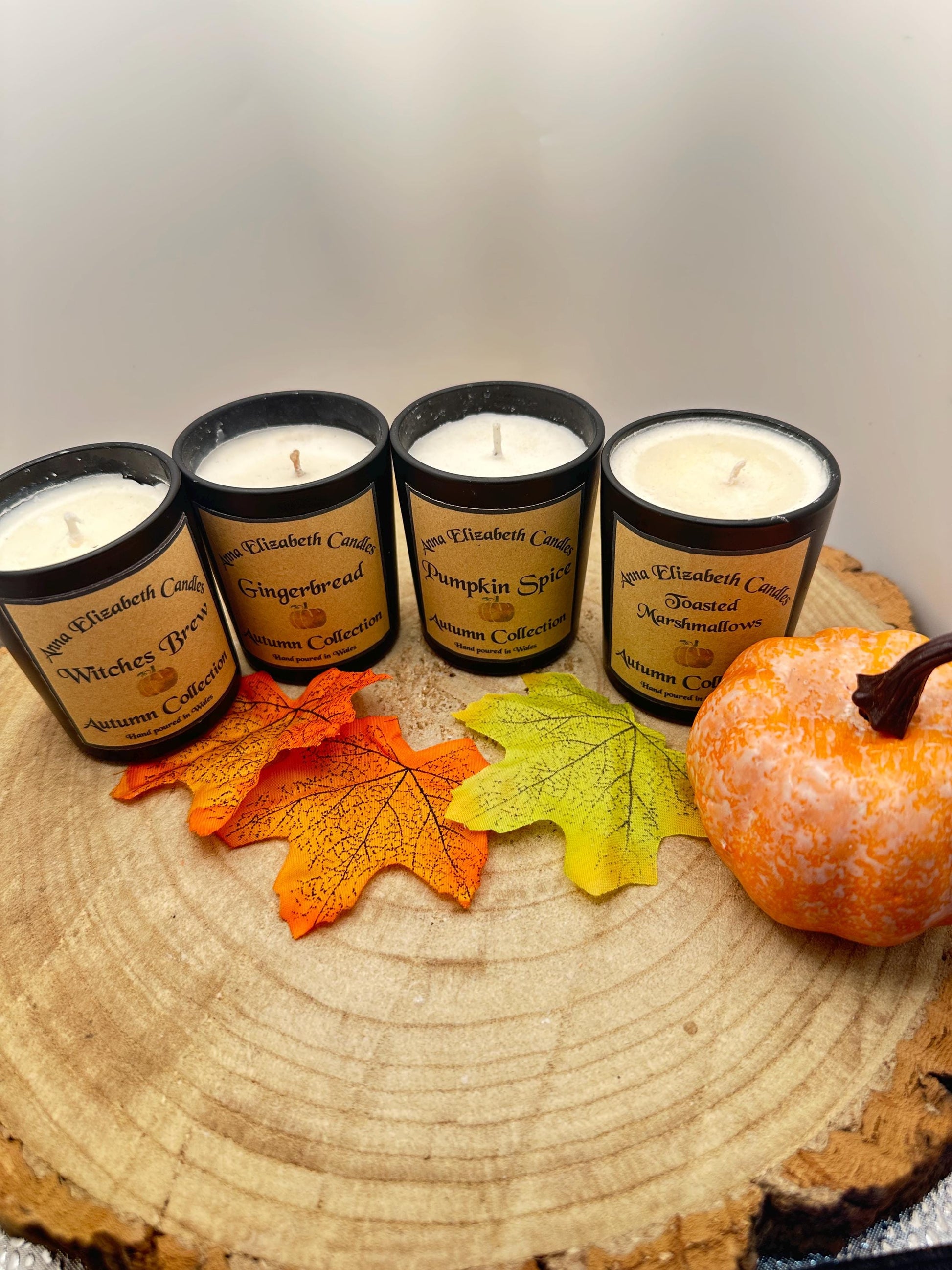 Mini Autumn Candle Full Collection, Olive Wax Seasonal Candles, Toasted Marshmallow, Pumpkin Spice, Witches Brew & Gingerbread