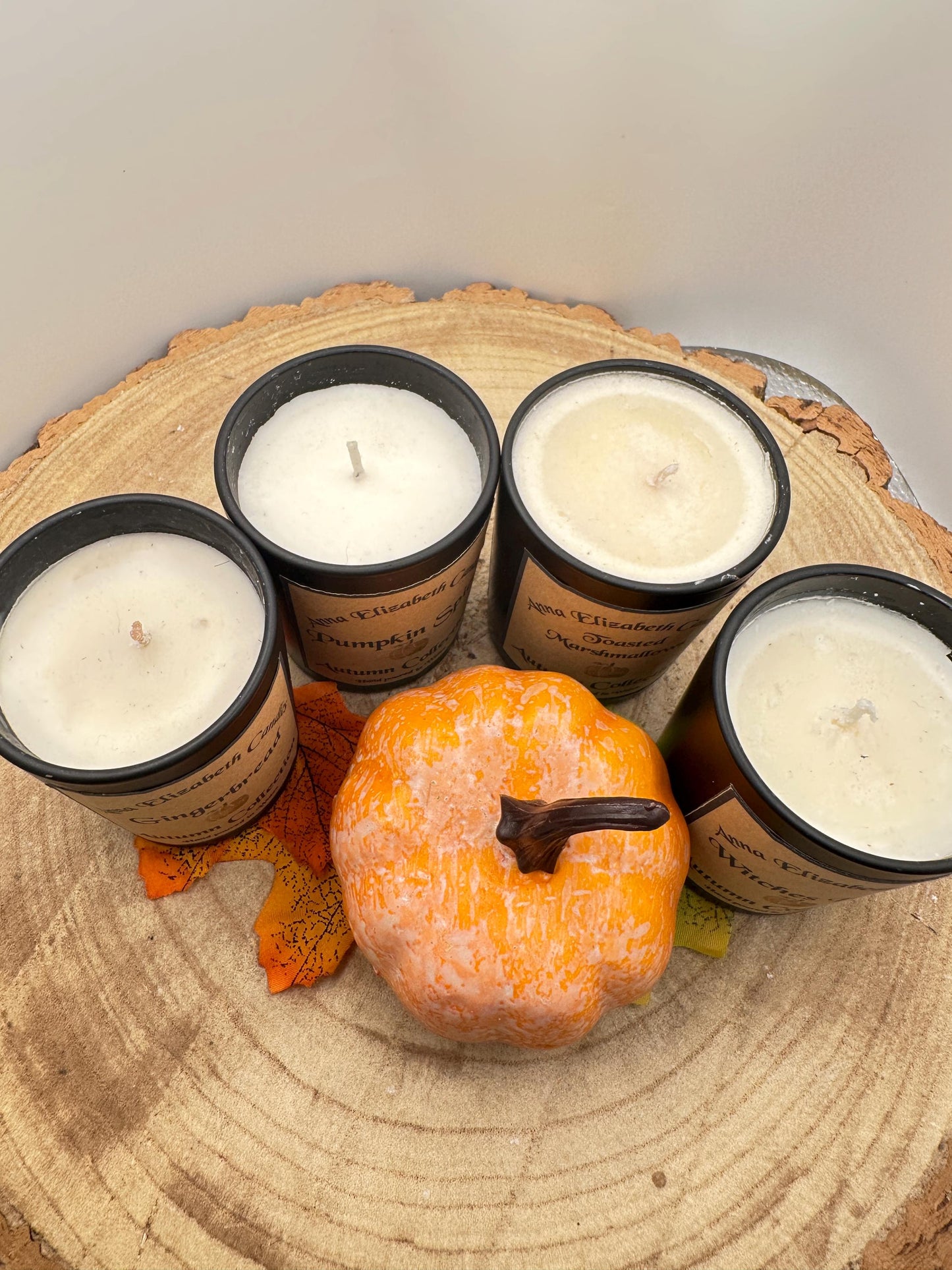 Mini Autumn Candle Full Collection, Olive Wax Seasonal Candles, Toasted Marshmallow, Pumpkin Spice, Witches Brew & Gingerbread