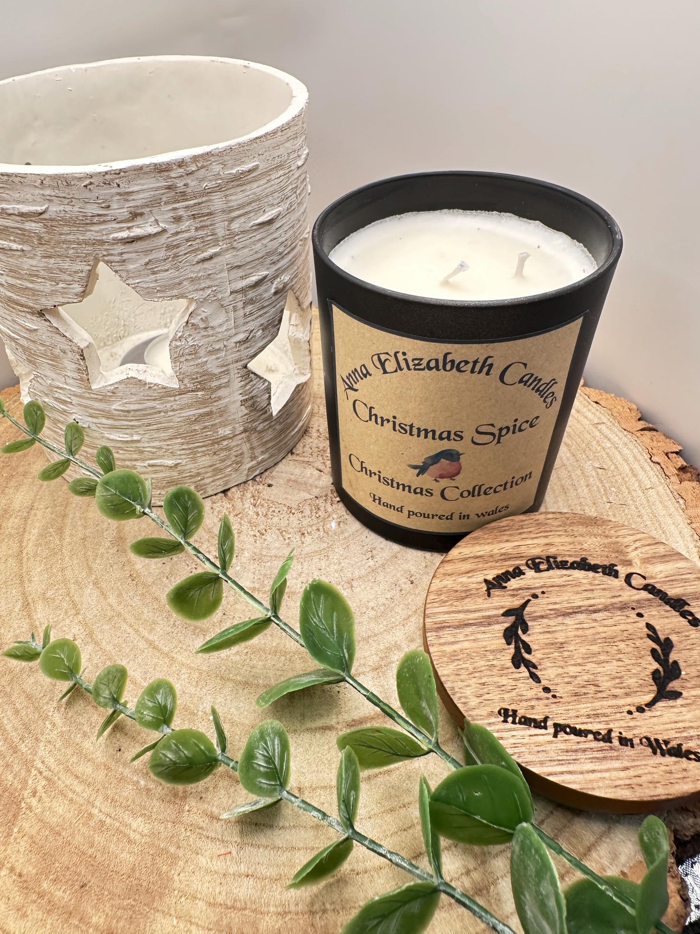 Large Christmas Candle, Figgy Pudding, Christmas Tree, Christmas Spice, Bah Humbug and Orange & Cranberry Scented Candles, Olive Wax Candles