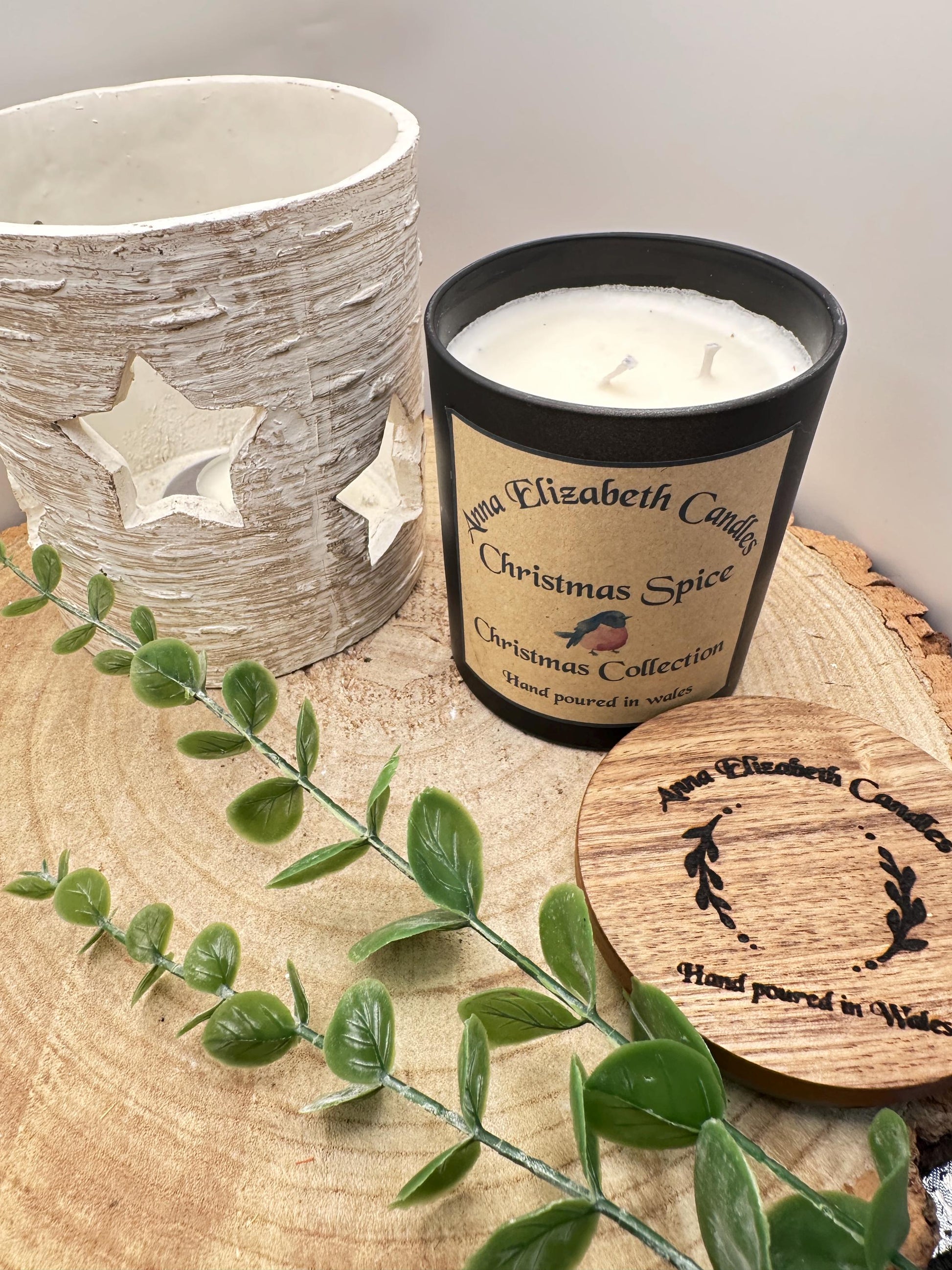 Large Christmas Candle, Figgy Pudding, Christmas Tree, Christmas Spice, Bah Humbug and Orange & Cranberry Scented Candles, Olive Wax Candles