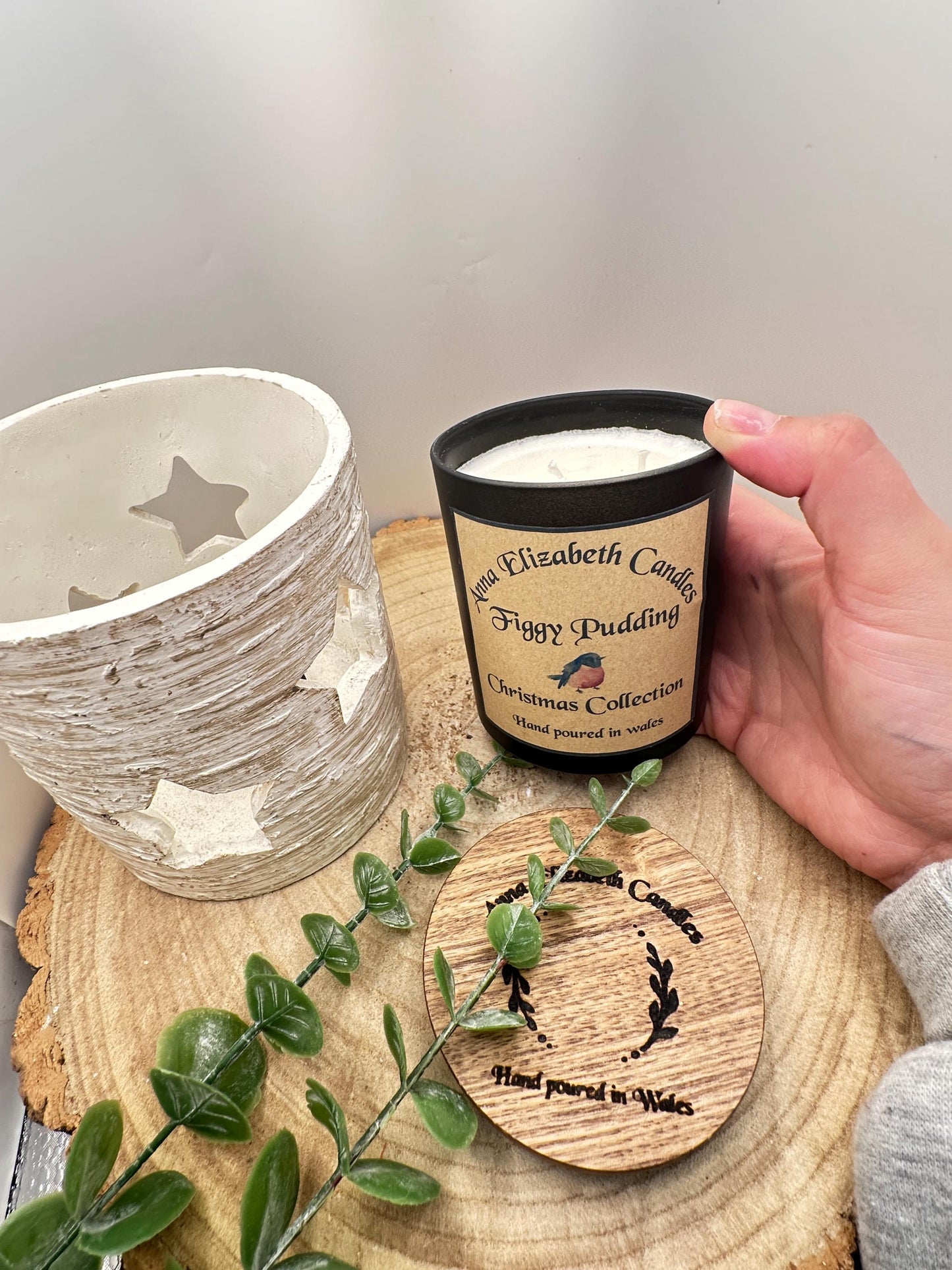 Large Christmas Candle, Figgy Pudding, Christmas Tree, Christmas Spice, Bah Humbug and Orange & Cranberry Scented Candles, Olive Wax Candles