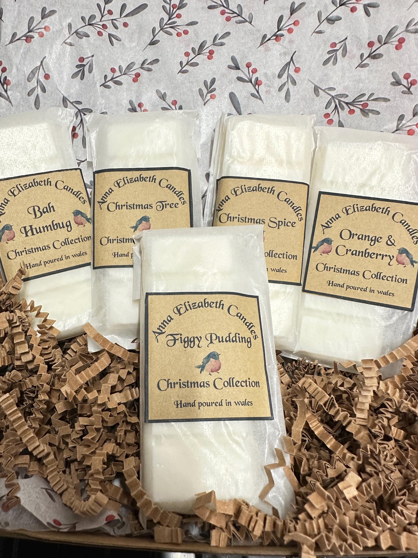 Christmas Wax Melt Collection, Set of 5 Wax Melts, Festive Home Fragrance, Christmas Scented Wax Melts