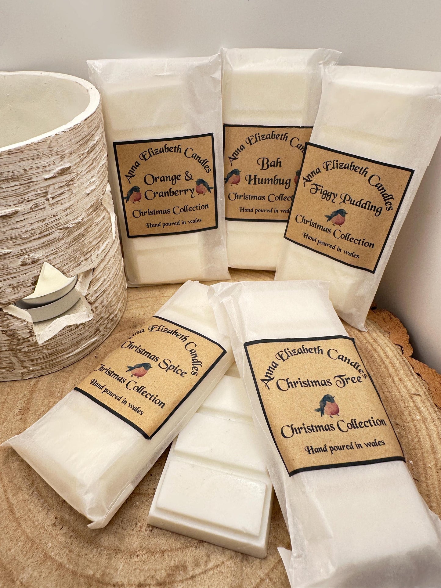 Christmas Wax Melt Collection, Set of 5 Wax Melts, Festive Home Fragrance, Christmas Scented Wax Melts