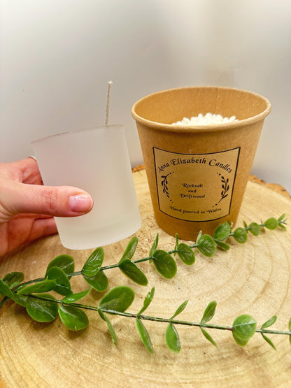 DIY Candle Kit with Frosted Glass Jar, Make Your Own Medium Candle, Refillable Olive Wax Candle Kit, Sustainable Handmade Candle Kit