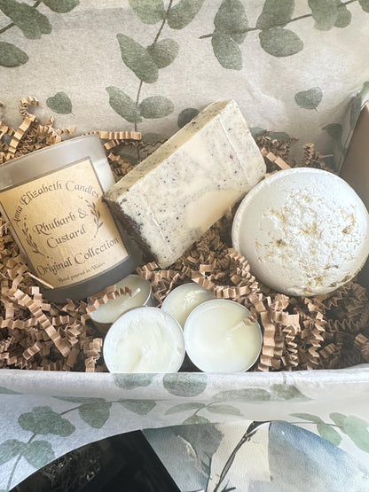 Personalised Candle & Soap Gift Box with Bath Bomb, Medium Frosted Candle Gift Set, Gifts for Her, Thank you Gift, Personalised Gift
