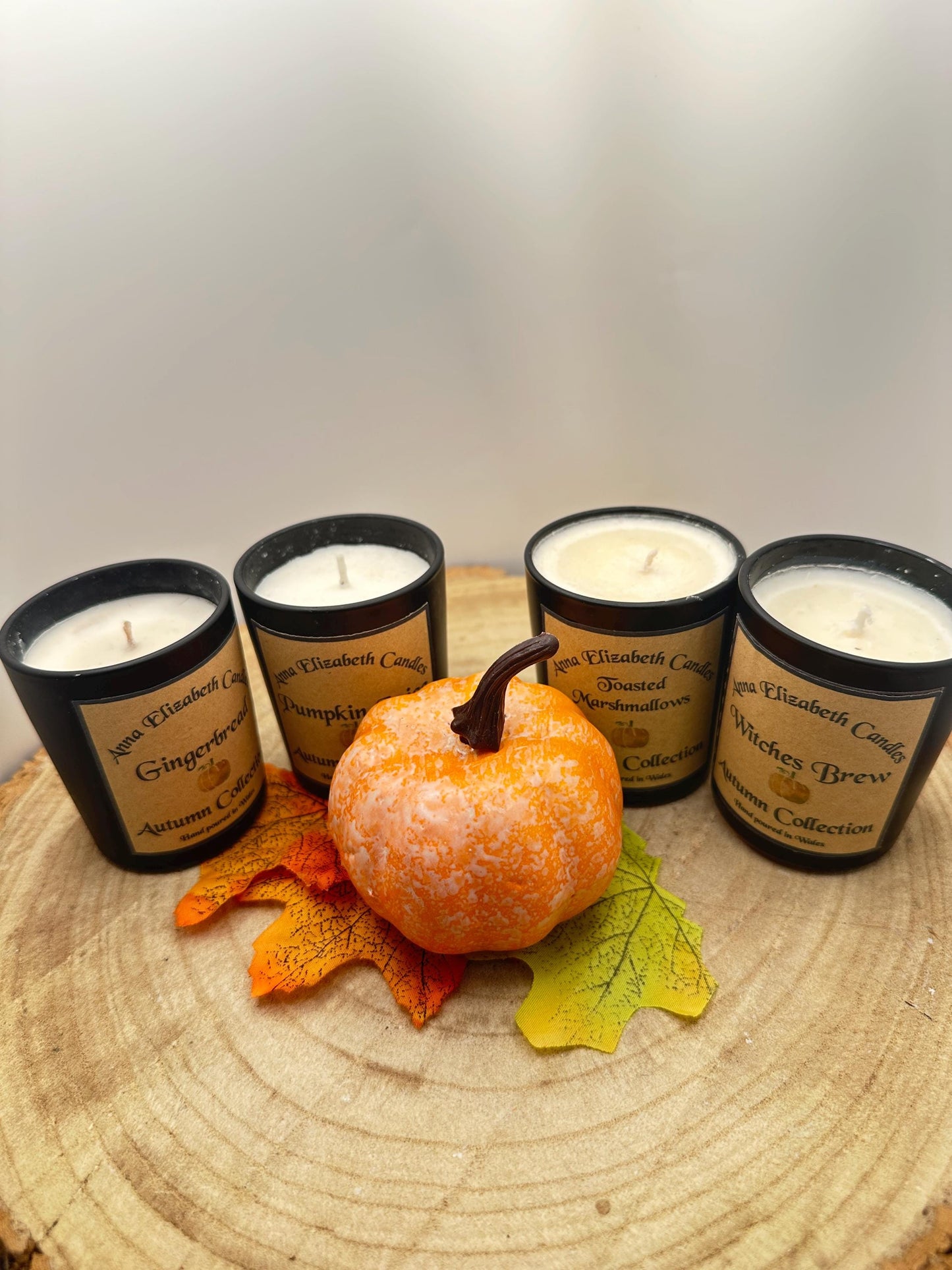 Mini Autumn Candle Full Collection, Olive Wax Seasonal Candles, Toasted Marshmallow, Pumpkin Spice, Witches Brew & Gingerbread