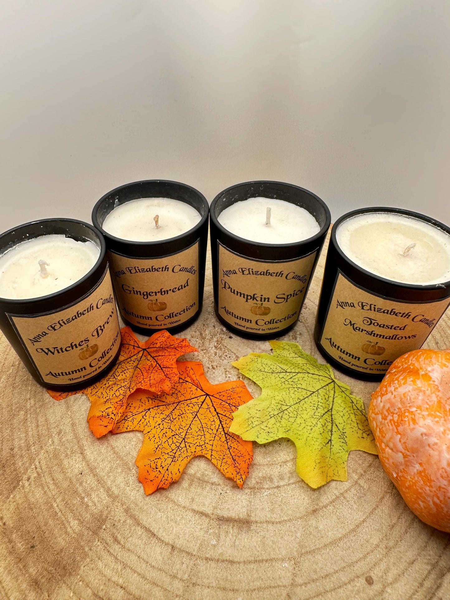 Mini Autumn Candle Full Collection, Olive Wax Seasonal Candles, Toasted Marshmallow, Pumpkin Spice, Witches Brew & Gingerbread