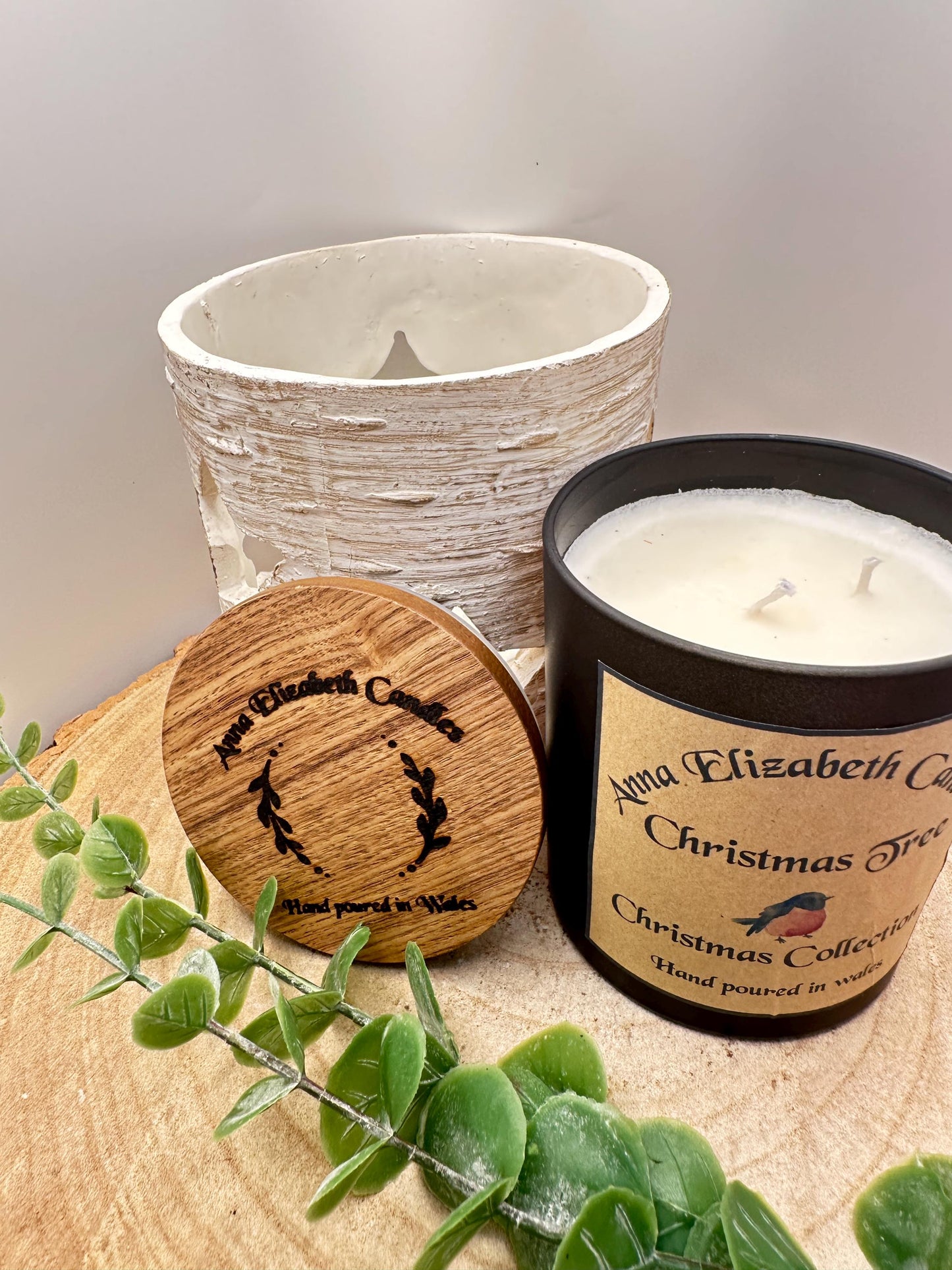 Large Christmas Candle, Figgy Pudding, Christmas Tree, Christmas Spice, Bah Humbug and Orange & Cranberry Scented Candles, Olive Wax Candles