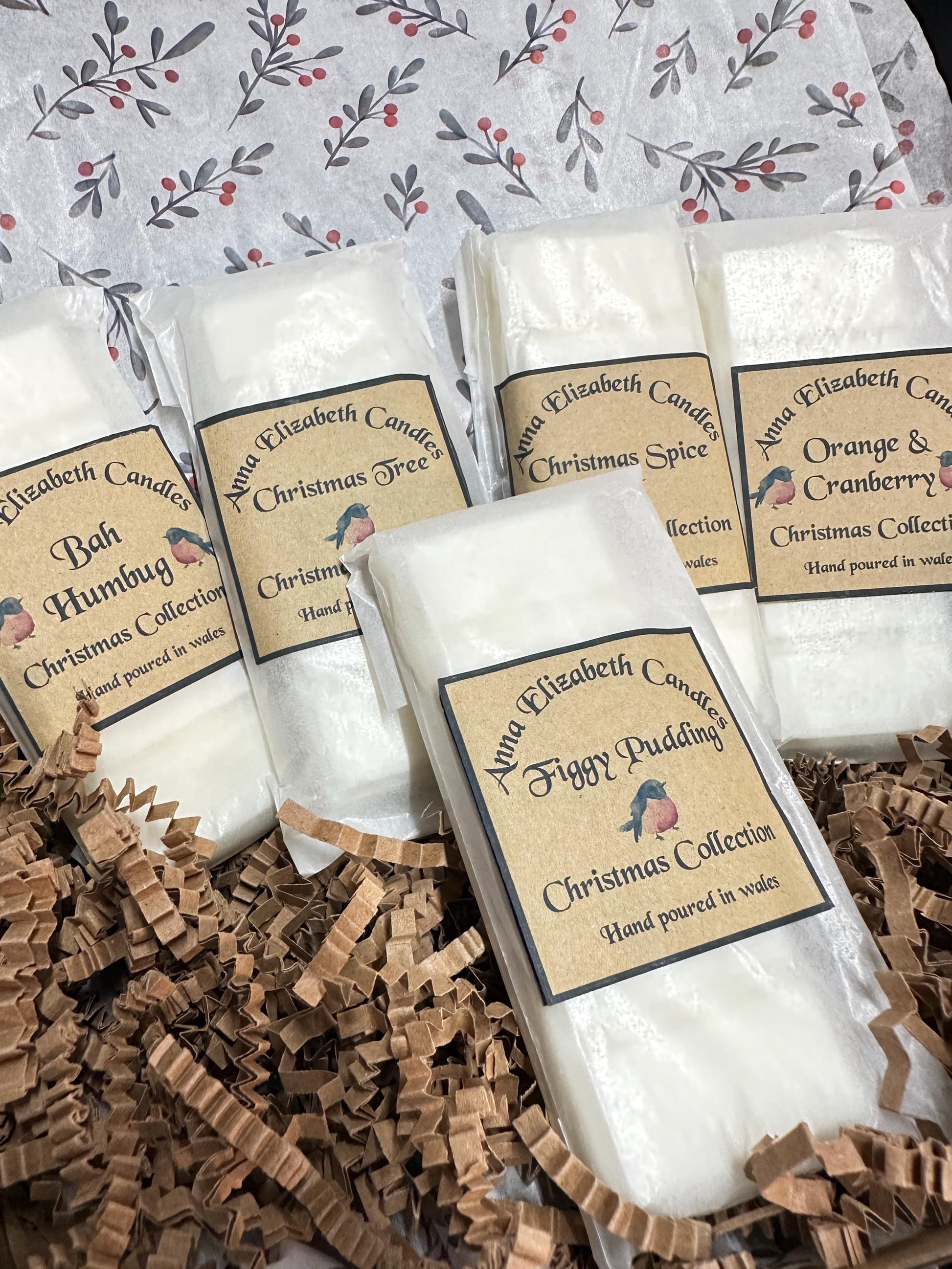 Christmas Wax Melt Collection, Set of 5 Wax Melts, Festive Home Fragrance, Christmas Scented Wax Melts