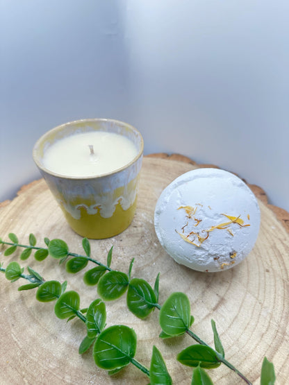 Box of Energy, Wellness Hamper Box, Candle & Energise Bath Bomb Gift Set, Invigorating Self-Care