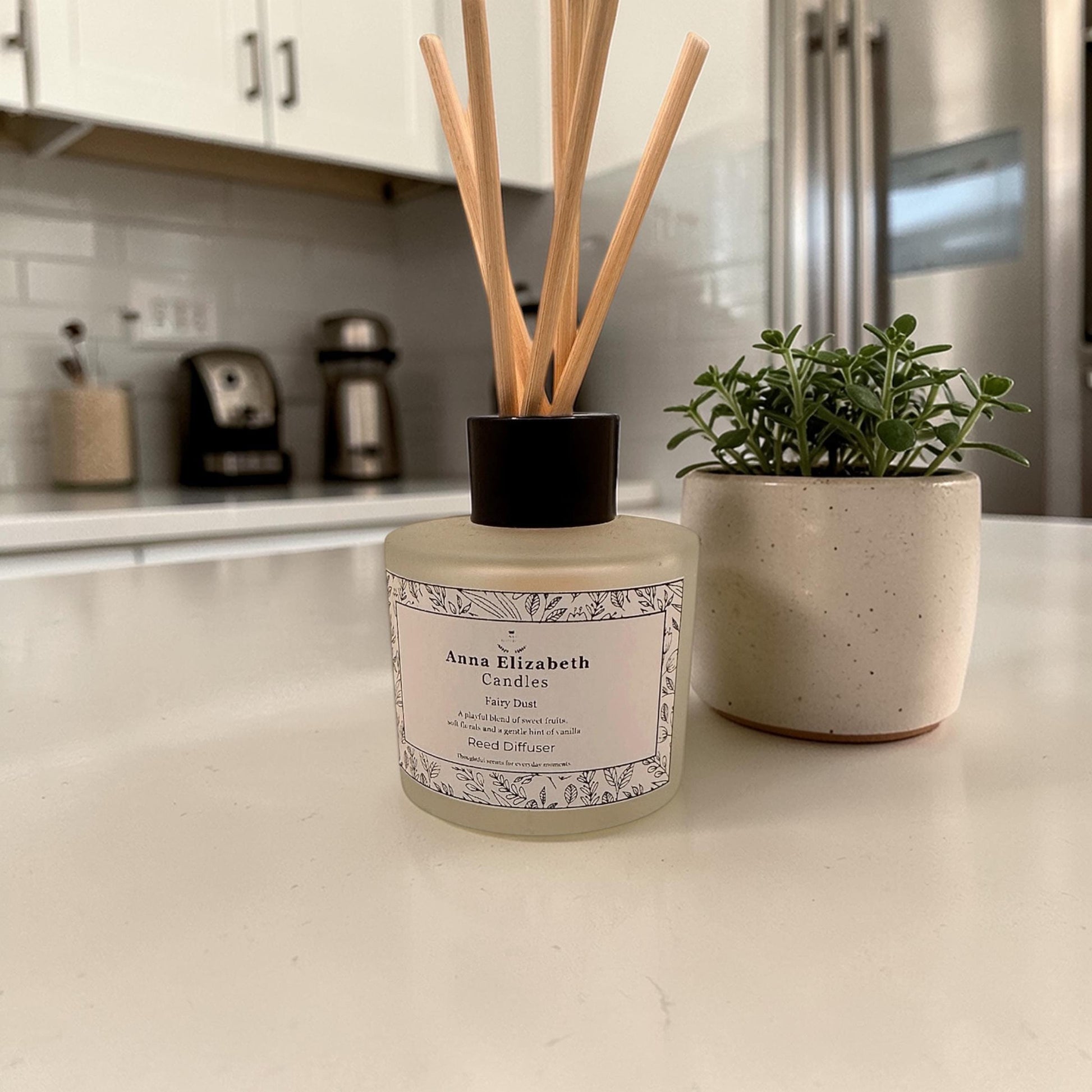 Reed Diffuser with Refill Pouch, Frosted Glass Diffuser Set, Extra Reeds, Long Lasting Room Scent, Refillable Home Fragrance