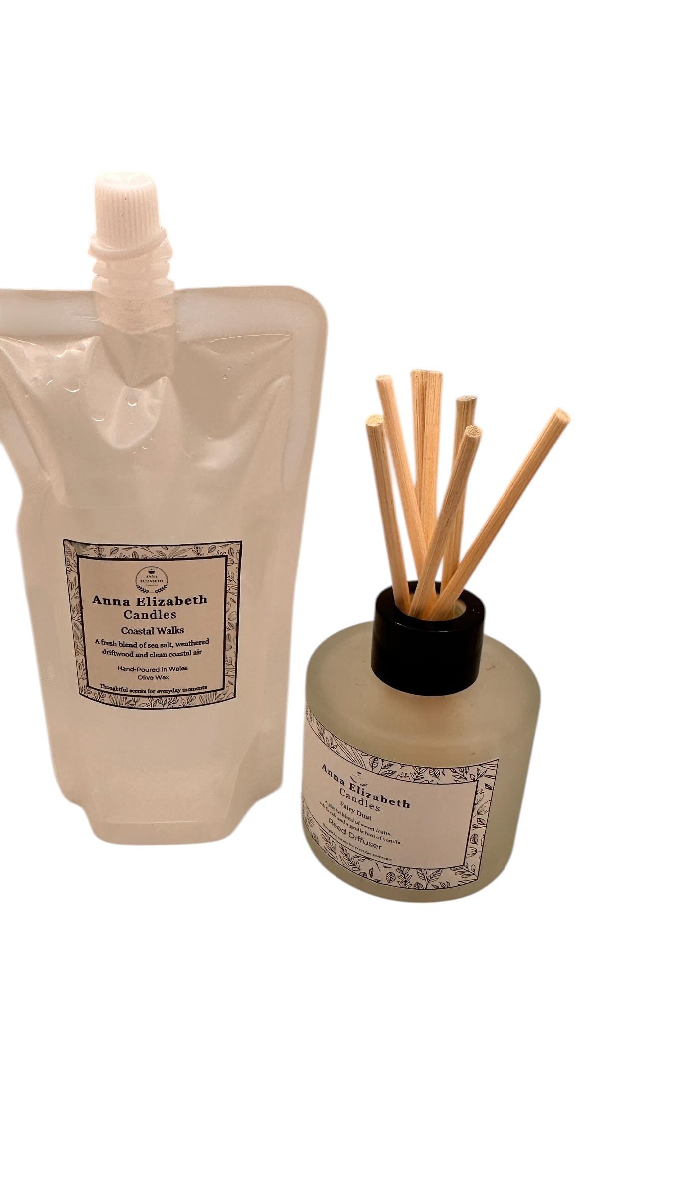 Reed Diffuser with Refill Pouch, Frosted Glass Diffuser Set, Extra Reeds, Long Lasting Room Scent, Refillable Home Fragrance