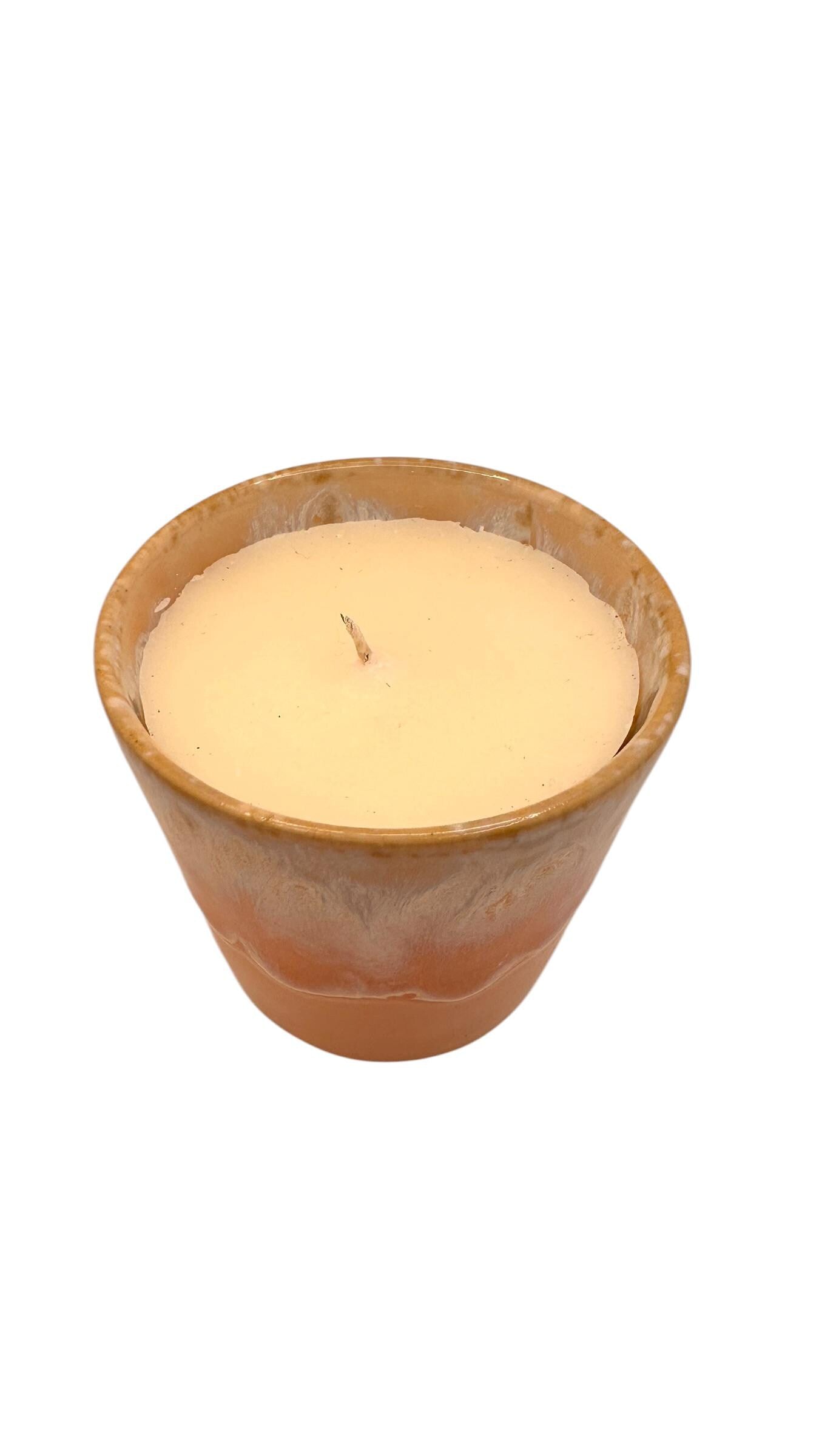 Mini Coffee Cup Candle, Pink Ceramic Candle, Olive Wax Candle, Cute Home Decor, Reusable Espresso Cup Candle